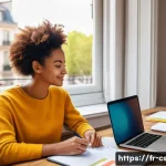 자기주도학습코치 전공 이수 사례 - A modern, bright coaching session in a cozy study room set in Paris, featuring a diverse adult learn...