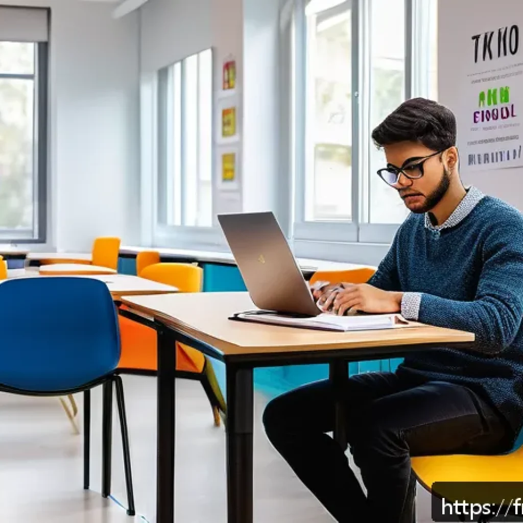 자기주도학습코치 교육 콘텐츠 트렌드 - A modern, bright study room designed for autonomous learning, featuring a neatly organized ergonomic...