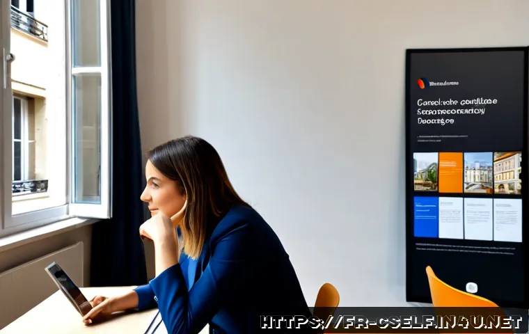 자기주도학습코치 자격증 인기 직종 분석 - Photorealistic career guidance session in a bright modern French learning center, a confident self-d...